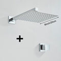Kit Ducha Chuveiro 20×20cm Inox 304 Com Acabamentos Registros Preto/Cromado Para Chuveiro Banheiro