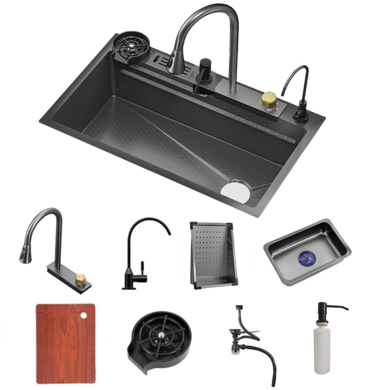 Kit Cuba Cozinha Gourmet Aço Inox Torneira Flexível