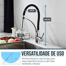 Cuba Para Pia De Cozinha Gourmet Kit Dupla Quadrada C/ Torneira Flexível