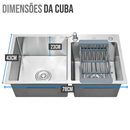 Cuba Para Pia De Cozinha Gourmet Kit Dupla Quadrada C/ Torneira Flexível
