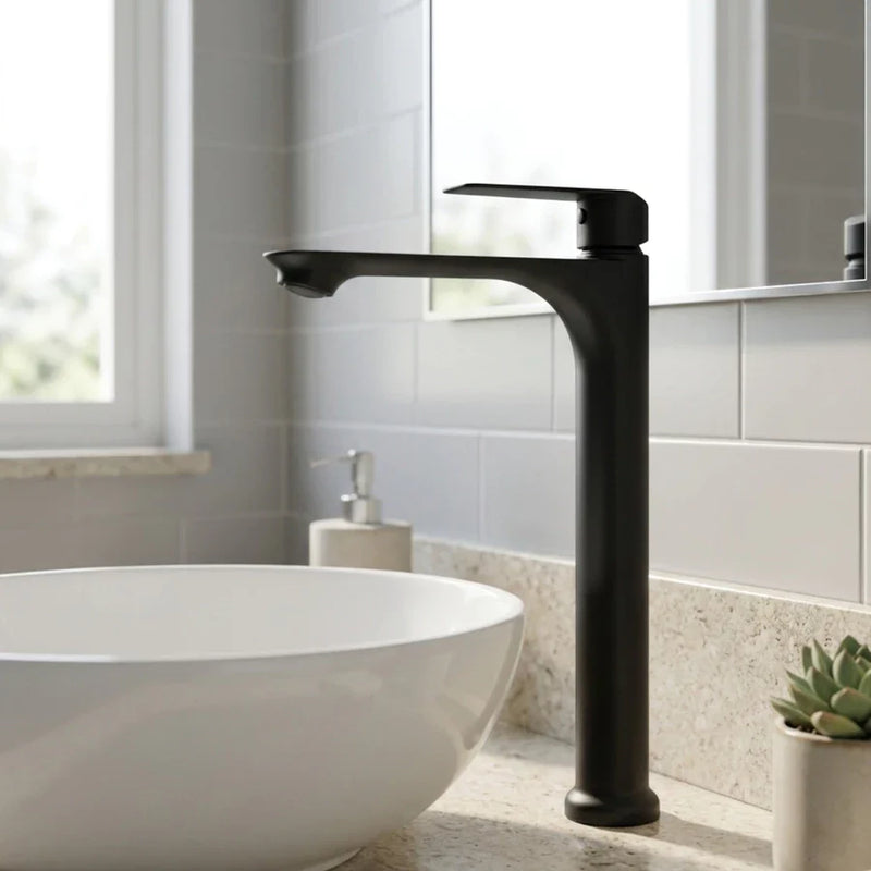 Torneira Alta Lavatório Inox 304 Preto Fosco